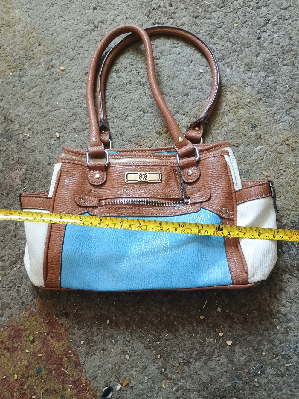 STRADA Brown Pebbled Leather Shoulder Bag
